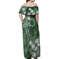 Sage Green Kuki Airani Tapakau Family Matching Off Shoulder Maxi Dress and Hawaiian Shirt Tribal Anchor Mix Tiare LT7 - Polynesian Pride