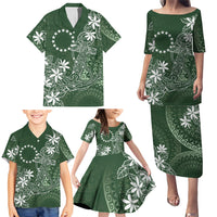 Sage Green Kuki Airani Tapakau Family Matching Puletasi and Hawaiian Shirt Tribal Anchor Mix Tiare LT7 - Polynesian Pride