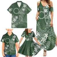 Sage Green Kuki Airani Tapakau Family Matching Summer Maxi Dress and Hawaiian Shirt Tribal Anchor Mix Tiare LT7 - Polynesian Pride