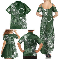 Sage Green Kuki Airani Tapakau Family Matching Summer Maxi Dress and Hawaiian Shirt Tribal Anchor Mix Tiare LT7 - Polynesian Pride