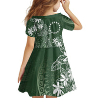Sage Green Kuki Airani Tapakau Kid Short Sleeve Dress Tribal Anchor Mix Tiare LT7 - Polynesian Pride