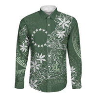 Sage Green Kuki Airani Tapakau Long Sleeve Button Shirt Tribal Anchor Mix Tiare LT7 Unisex Sage Green - Polynesian Pride