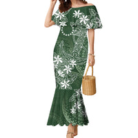 Sage Green Kuki Airani Tapakau Mermaid Dress Tribal Anchor Mix Tiare LT7 Women Sage Green - Polynesian Pride