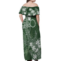 Sage Green Kuki Airani Tapakau Off Shoulder Maxi Dress Tribal Anchor Mix Tiare LT7 - Polynesian Pride
