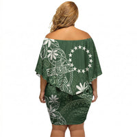 Sage Green Kuki Airani Tapakau Off Shoulder Short Dress Tribal Anchor Mix Tiare LT7 - Polynesian Pride