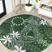 Sage Green Kuki Airani Tapakau Round Carpet Tribal Anchor Mix Tiare