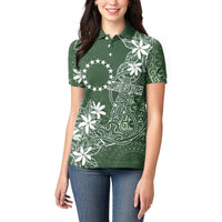 Sage Green Kuki Airani Tapakau Women Polo Shirt Tribal Anchor Mix Tiare LT7 - Polynesian Pride