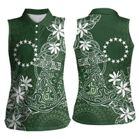 Sage Green Kuki Airani Tapakau Women Sleeveless Polo Shirt Tribal Anchor Mix Tiare LT7 - Polynesian Pride