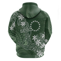 Sage Green Kuki Airani Tapakau Zip Hoodie Tribal Anchor Mix Tiare