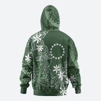 Sage Green Kuki Airani Tapakau Zip Hoodie Tribal Anchor Mix Tiare