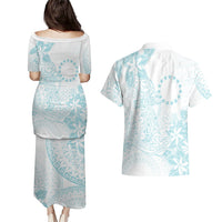 Turquoise Kuki Airani Tapakau Couples Matching Puletasi and Hawaiian Shirt Tribal Anchor Mix Tiare LT7 - Polynesian Pride