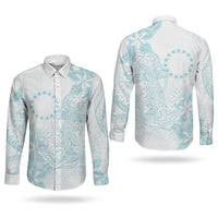 Turquoise Kuki Airani Tapakau Couples Matching Short Sleeve Bodycon Dress and Long Sleeve Button Shirt Tribal Anchor Mix Tiare LT7 - Polynesian Pride