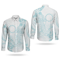 Turquoise Kuki Airani Tapakau Couples Matching Tank Maxi Dress and Long Sleeve Button Shirt Tribal Anchor Mix Tiare LT7 - Polynesian Pride
