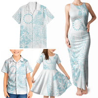 Turquoise Kuki Airani Tapakau Family Matching Tank Maxi Dress and Hawaiian Shirt Tribal Anchor Mix Tiare LT7 - Polynesian Pride