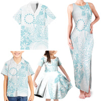 Turquoise Kuki Airani Tapakau Family Matching Tank Maxi Dress and Hawaiian Shirt Tribal Anchor Mix Tiare LT7 - Polynesian Pride