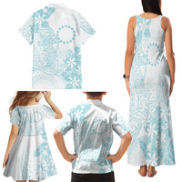 Turquoise Kuki Airani Tapakau Family Matching Tank Maxi Dress and Hawaiian Shirt Tribal Anchor Mix Tiare LT7 Mom's Dress Turquoise - Polynesian Pride