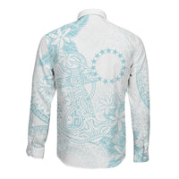 Turquoise Kuki Airani Tapakau Long Sleeve Button Shirt Tribal Anchor Mix Tiare LT7 - Polynesian Pride