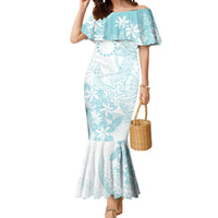Turquoise Kuki Airani Tapakau Mermaid Dress Tribal Anchor Mix Tiare