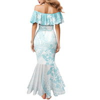 Turquoise Kuki Airani Tapakau Mermaid Dress Tribal Anchor Mix Tiare