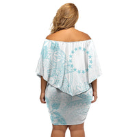 Turquoise Kuki Airani Tapakau Off Shoulder Short Dress Tribal Anchor Mix Tiare LT7 - Polynesian Pride