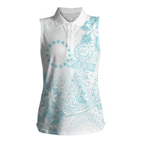 Turquoise Kuki Airani Tapakau Women Sleeveless Polo Shirt Tribal Anchor Mix Tiare LT7 Female Turquoise - Polynesian Pride