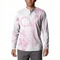 Candy Pink Kuki Airani Tapakau Button Sweatshirt Tribal Anchor Mix Tiare