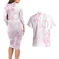 Candy Pink Kuki Airani Tapakau Couples Matching Long Sleeve Bodycon Dress and Hawaiian Shirt Tribal Anchor Mix Tiare LT7 - Polynesian Pride