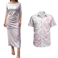 Candy Pink Kuki Airani Tapakau Couples Matching Puletasi and Hawaiian Shirt Tribal Anchor Mix Tiare LT7 Candy Pink - Polynesian Pride