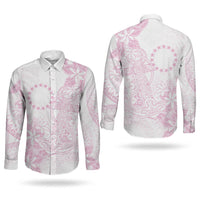 Candy Pink Kuki Airani Tapakau Couples Matching Puletasi and Long Sleeve Button Shirt Tribal Anchor Mix Tiare LT7 - Polynesian Pride