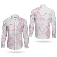Candy Pink Kuki Airani Tapakau Couples Matching Short Sleeve Bodycon Dress and Long Sleeve Button Shirt Tribal Anchor Mix Tiare LT7 - Polynesian Pride