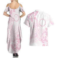Candy Pink Kuki Airani Tapakau Couples Matching Summer Maxi Dress and Hawaiian Shirt Tribal Anchor Mix Tiare LT7 - Polynesian Pride