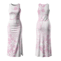 Candy Pink Kuki Airani Tapakau Couples Matching Tank Maxi Dress and Long Sleeve Button Shirt Tribal Anchor Mix Tiare LT7 - Polynesian Pride