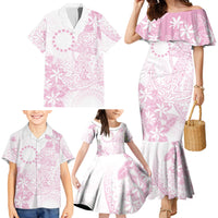 Candy Pink Kuki Airani Tapakau Family Matching Mermaid Dress and Hawaiian Shirt Tribal Anchor Mix Tiare LT7 - Polynesian Pride