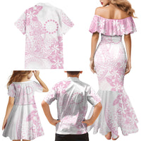 Candy Pink Kuki Airani Tapakau Family Matching Mermaid Dress and Hawaiian Shirt Tribal Anchor Mix Tiare LT7 Mom's Dress Candy Pink - Polynesian Pride