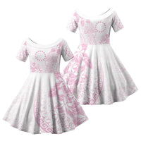Candy Pink Kuki Airani Tapakau Family Matching Summer Maxi Dress and Hawaiian Shirt Tribal Anchor Mix Tiare LT7 Daughter's Dress Candy Pink - Polynesian Pride