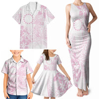 Candy Pink Kuki Airani Tapakau Family Matching Tank Maxi Dress and Hawaiian Shirt Tribal Anchor Mix Tiare LT7 - Polynesian Pride