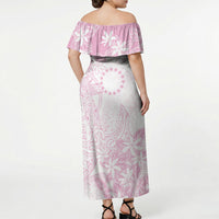 Candy Pink Kuki Airani Tapakau Off Shoulder Maxi Dress Tribal Anchor Mix Tiare LT7 - Polynesian Pride