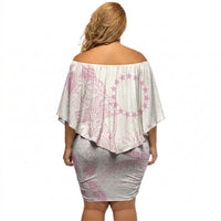 Candy Pink Kuki Airani Tapakau Off Shoulder Short Dress Tribal Anchor Mix Tiare LT7 - Polynesian Pride