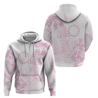 Candy Pink Kuki Airani Tapakau Zip Hoodie Tribal Anchor Mix Tiare