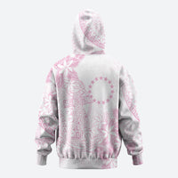 Candy Pink Kuki Airani Tapakau Zip Hoodie Tribal Anchor Mix Tiare