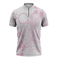 Candy Pink Kuki Airani Tapakau Zipper Polo Shirt Tribal Anchor Mix Tiare LT7 Candy Pink - Polynesian Pride