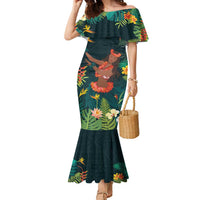 Hawaii Hula Girl Vintage Family Matching Mermaid Dress and Hawaiian Shirt Tropical Forest