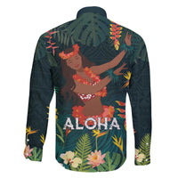 Hawaii Hula Girl Vintage Family Matching Puletasi and Hawaiian Shirt Tropical Forest