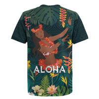 Hawaii Hula Girl Vintage Rugby Jersey Tropical Forest