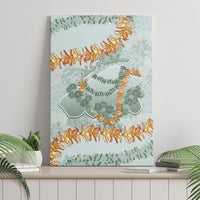 Hawaii Kaho'olawe Island Flowers Lei Canvas Wall Art Silver Hinahina Kū Kahakai