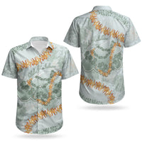 Hawaii Kaho'olawe Island Flowers Lei Couples Matching Mermaid Dress and Hawaiian Shirt Silver Hinahina Kū Kahakai