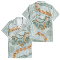 Hawaii Kaho'olawe Island Flowers Lei Family Matching Off Shoulder Short Dress and Hawaiian Shirt Silver Hinahina Kū Kahakai LT7 Dad's Shirt - Short Sleeve Silver - Polynesian Pride