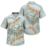 Hawaii Kaho'olawe Island Flowers Lei Family Matching Off Shoulder Short Dress and Hawaiian Shirt Silver Hinahina Kū Kahakai LT7 Son's Shirt Silver - Polynesian Pride
