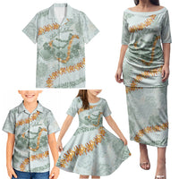 Hawaii Kaho'olawe Island Flowers Lei Family Matching Puletasi and Hawaiian Shirt Silver Hinahina Kū Kahakai LT7 - Polynesian Pride