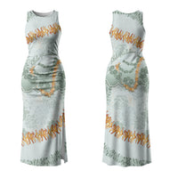 Hawaii Kaho'olawe Island Flowers Lei Family Matching Tank Maxi Dress and Hawaiian Shirt Silver Hinahina Kū Kahakai